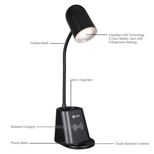 OttLite Wireless Charging LED Lamp with Organizer